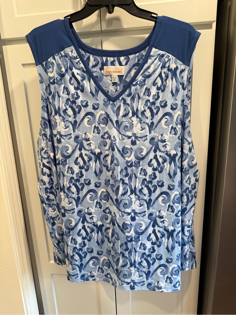 Stan Herman QVC V Neck Sleeveless Top Size 2X